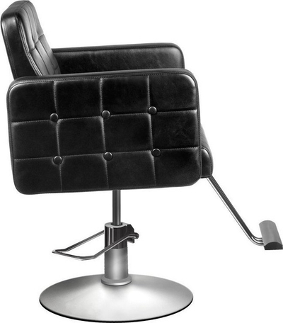 Karrige berberi System Capelli Barber Chair 90-1, me mekanizëm hidraulik, bazë rrethore metalike, e zezë