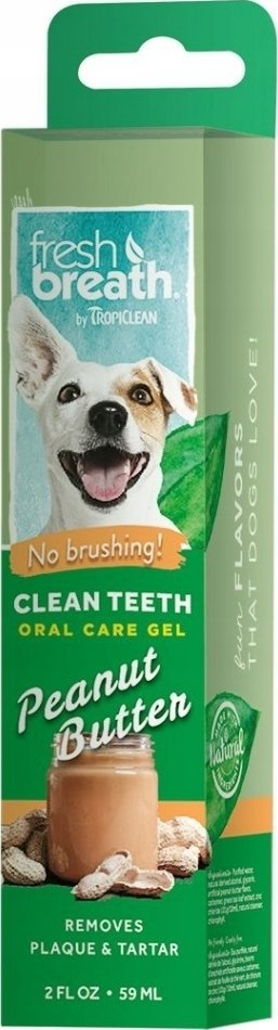 Xhel oral për qentë TropiClean Fresh Breath Peanut Butter, për pastru dhëmbët dhe fresku frymën, 2 fl oz