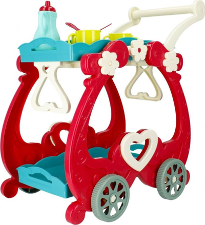 Set kuzhine lodër Mega Creative Kitchen Set Trolley Tray, me karrocë dhe tabaka, plastik