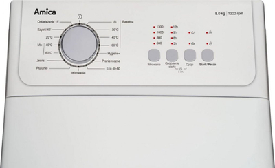 Lavatriçe me ngarkim nga lart Amica AGA3T813ANi, 8kg, 1300 RPM, e bardhë
