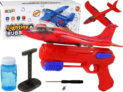 Lodër avion me flluska Leantoys, set me armë flluskash, plastike, e kuqe