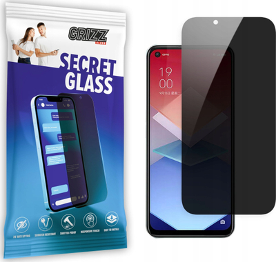 Xham mbrojtës privatësie Grizz SecretGlass për Oppo K10x, mbulon krejt ekranin, me pamje të pastër, i zi