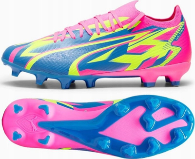 Këpuca futbolli Puma Ultra Match Energy Luminous FG MG, për çuna, rozë shumëngjyrëshe