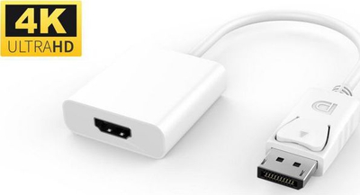 Adapter AV MicroConnect DP në HDMI DPHDMI3W, i bardhë