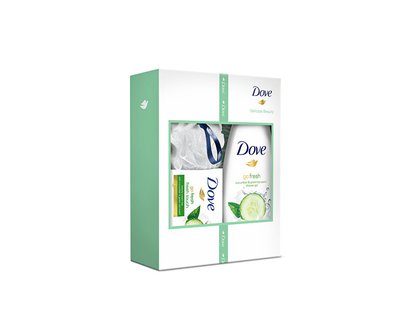 Set për dush Dove Delicate Beauty, xhel dushi 250 ml + sapun Beauty Cream 100 g + sfungjer