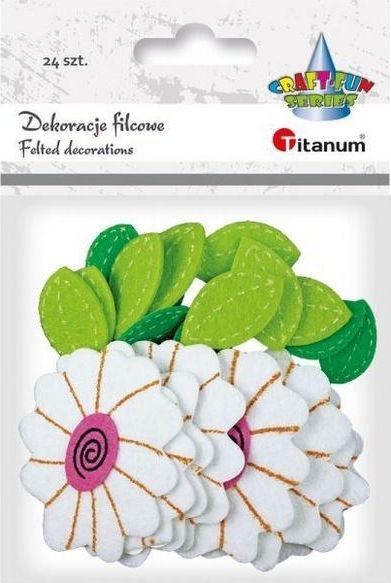 Ngjitëse Titanium Felt me ​​përzierje 3D lulesh dhe gjethesh, 24 copë