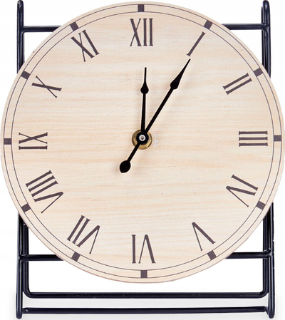Orë tavoline druri TABLE CLOCK BASE, stil klasik, me shifra romake, ngjyrë druri e çelët