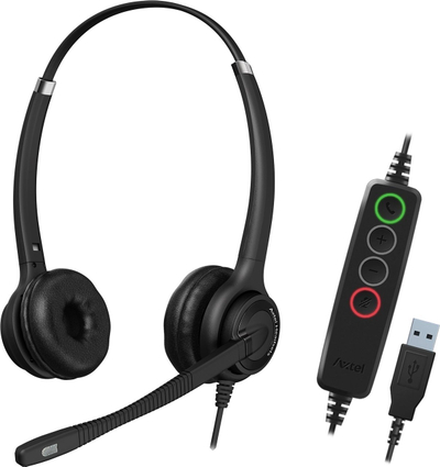 Kufje Axtel Elite UC, USB A, stereo, me mikrofon, të zeza