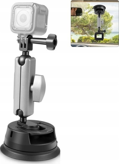 Mbajtës me kupë thithëse Puluz PU863 për GoPro Hero, për xham, i zi