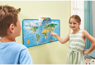 Интерактивна играчка Vtech School and Go, електронска карта на светот, над 1000 факти, шарена