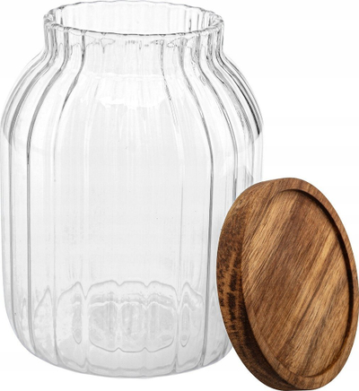 Vazo kuzhine 5five Harmony, 2L, xham borosilikat, kapak dru akacie