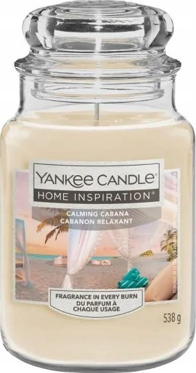 Qiri aromatik Yankee Candle Home Inspiration Calming Cabana, kavanoz i madh, 538g, bezhë