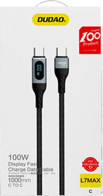 Kabllo USB C Dudao L7MaxC, USB C në USB C, PD 100W, 1m, e zezë