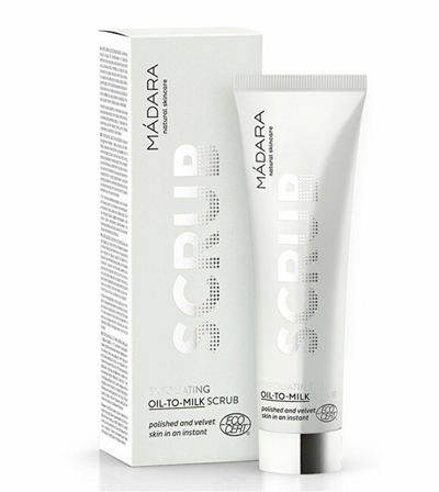 Piling hidrofilik i lëkurës MÁDARA Exfoliating Oil-To-Milk Scrub, 60 ml