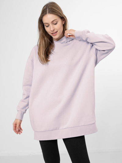 Bluzë me kapuç 4F oversize për goca, e gjatë, pambuk, lejla e çelët