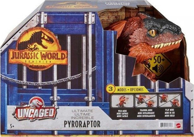 Lodër figurë Mattel Jurassic World Pyroraptor, elektronike, me tinguj dhe drita, shumëngjyrëshe