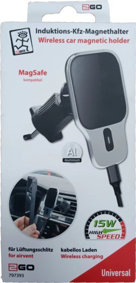 Mbajtës magnetik për makinë 2GO, për grilë ajri, MagSafe, i zi