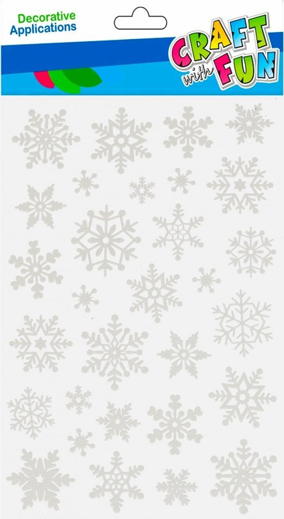 Stickera për dritare Craft with Fun Christmas Stars, 30 copë, borë dekorative, të bardha