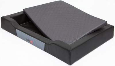 Shtrat për qen Hobbydog Deluxe, XXL, eko lëkurë dhe codura, zi me grafit