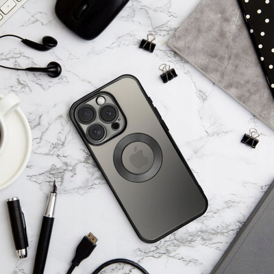 Futrollë telefoni Glam Case për iPhone 13, e tejdukshme, mbrojtëse, e zezë
