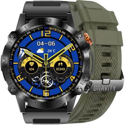 Паметен часовник Gravity GT20-7, Bluetooth, следење на срцев ритам, црн