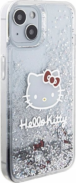 Mbulesë telefoni Hello Kitty HKHCP14SLIKHET për iPhone 14 6.1", hardcase TPU, efekt liquid glitter, argjend