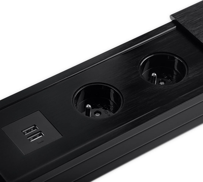 Prizë tavoline rrëshqitëse Spacetronik SPS-S24B, 2x prizë, 2x USB, e zezë