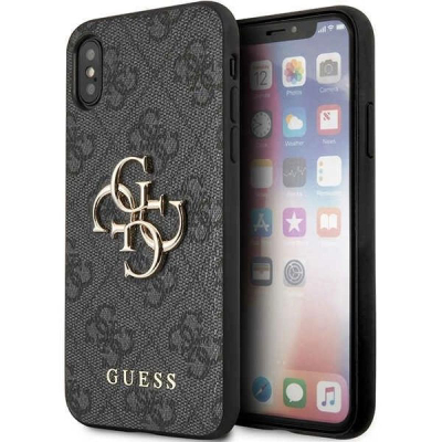 Futrollë telefoni Guess GUHCPX4GMGGR, iPhone X XS, 4G Big Metal Logo, gri