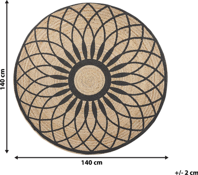 Tapet rrumbullak Beliani KULLAR, 140 cm, jute, bezhë krem