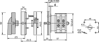 Ndërprerës rrotullues Elektromet Cam switch, 3P 25A, IP65, me pllakë të përparme