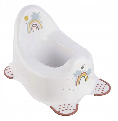 Orinë për bebe Keeeper Kids Baby Potty Adam Rainbow, me shpinë të lartë, sistem antirrëshqitës, e bardhë