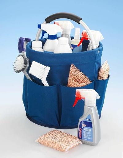 Çantë organizuese Wenko për detergjentë dhe mjete pastrimi, 28 cm, blu e errët