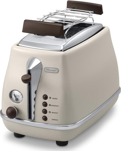 Toaster DeLonghi Icona Vintage CTOV 2103.BG, 2 feta, 6 shkallë pjekje, bezhë
