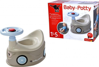 Qenefe fëmijësh Big Grey Potty New Bobby Car, me timon, gri