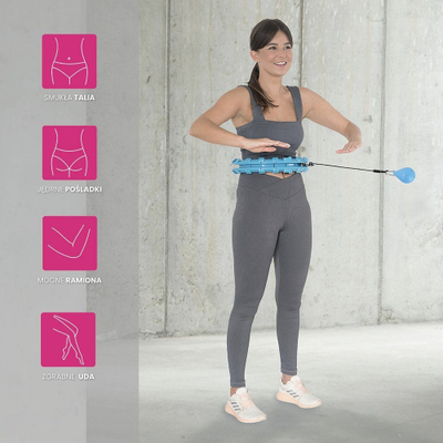 Set fitness HMS HHW01 + BR163, hula hoop inteligjent, brez neopreni, blu