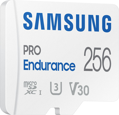 Kartë memorie MicroSDXC Samsung PRO Endurance, 256GB, UHS-I Class 10 V30, e bardhë