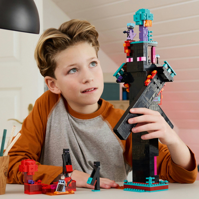 Lodër ndërtuese LEGO Minecraft The Enderman Tower, set aksioni, për fëmijë, shumëngjyrëshe