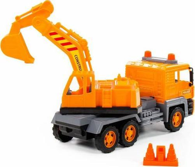 Lodër eskavator Polesie Almaz Wader 86709, me mekanizëm me inerc, plastikë, portokalli