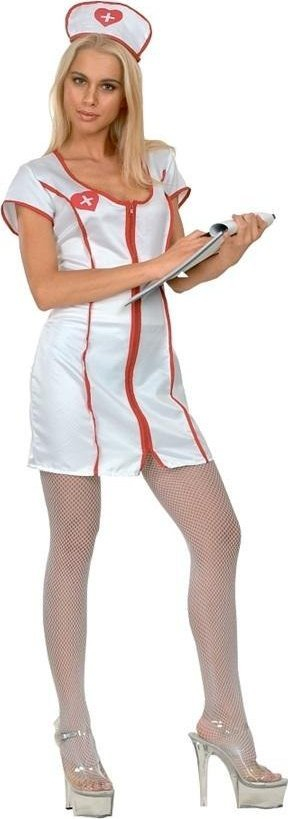 Kostum infermiere për gra Sexy Nurse Deluxe, me fustan, me kapelë, i bardhë
