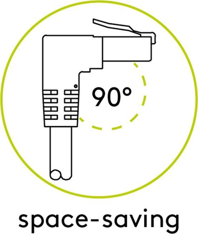 Kabllo rrjeti Goobay Patchcord Cat.6 S/FTP, 0.5m, me kënd 90°, e zezë