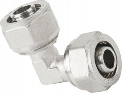 Lidhës këndor PEX-PEX, 90°, 32x32 mm, ngjyrë argjendi