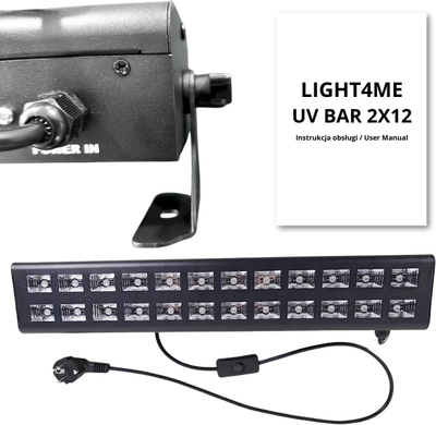 Shufër drite UV Light4Me UV Bar 2x12, 24x3W LED, 50 cm, e zezë