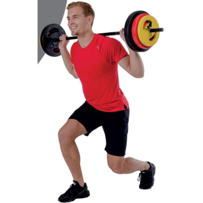 Set shtangë Pure2Improve Fitness Barbell P2I, 20 kg, me disqe çimentoje, shumëngjyrësh