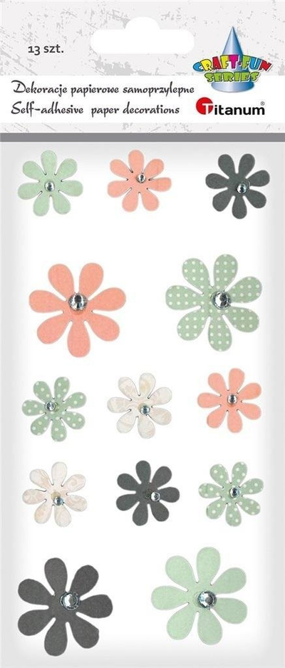 Stikera letre Titanum Flowers With Rhinestone, me lule me gurka, diametër 20–30 mm, ngjyra pastel