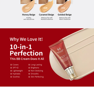Krem BB Missha M Perfect Cover No.27 Honey Beige, SPF42 PA+++, 50ml
