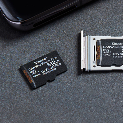 Kartë e memories Kingston Canvas Select Plus, SDXC, 512 GB, Class 10 + përshtatës SD