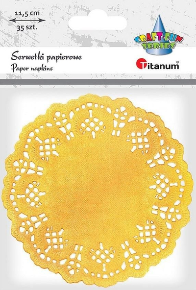 Salveta dekorative Titanum Paper Napkins Round, 11.5cm, 35 copë, të arta