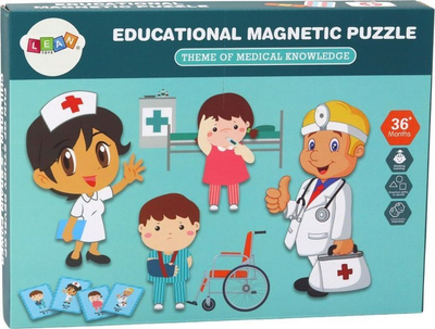 Puzzle magnetik edukativ LEAN TOYS, 47 copa, 29x21.5x3.5cm, me ngjyra nga të gjitha