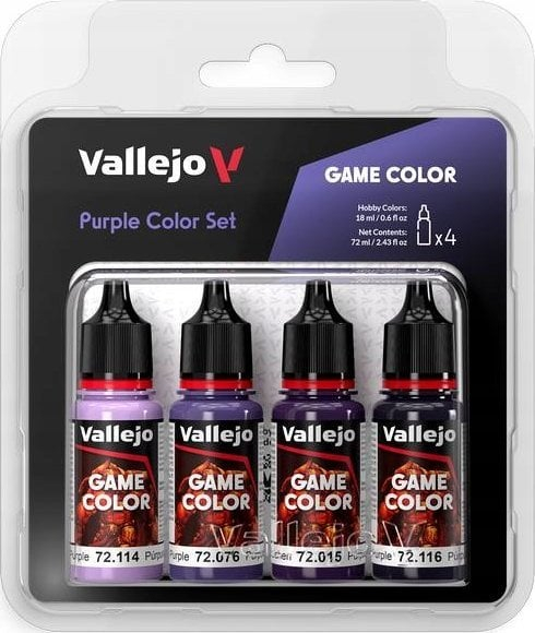 Set bojërash për miniatura Vallejo VJP72382 Game Color, 4x18ml, vjollcë