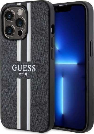 Kuti mbrojtëse Guess GUHMP13LP4RPSK, për iPhone 13 13 Pro, MagSafe, e zezë